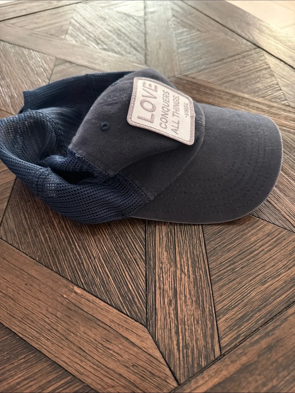 American Needle Soul Honey Love Conquers All Things Virgil Quote Trucker Hat